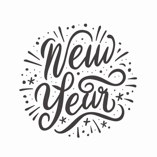 Vector happy new year lettering handwritten inscription