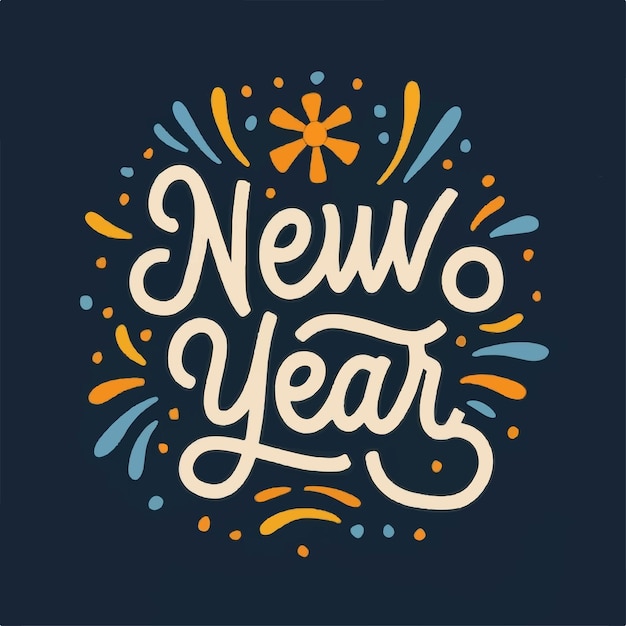 Vector happy new year lettering handwritten inscription