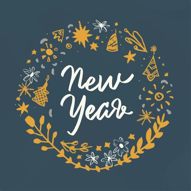 Vector happy new year lettering handwritten inscription