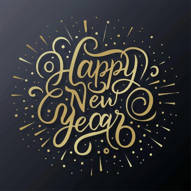 Vector happy new year lettering handwritten inscription