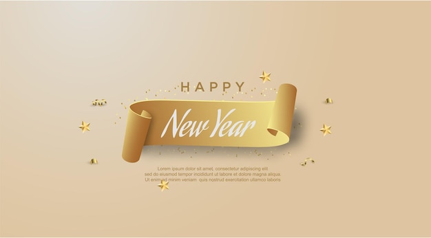 Vector happy new year lettering isolated on white background