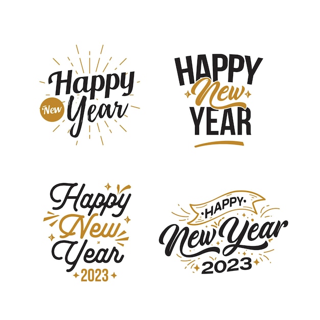 Happy new year lettering set