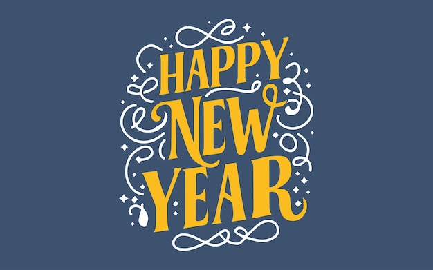 Vector happy new year lettering text for greeting card vector illustration