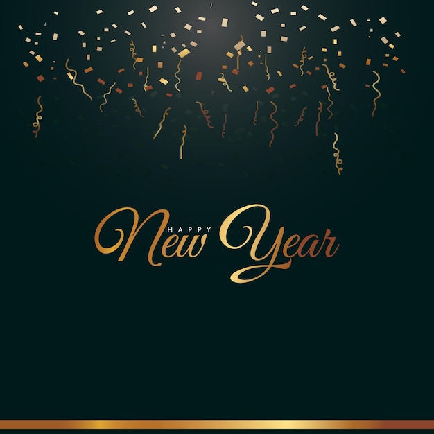 happy new year lettering with luxury confetti background