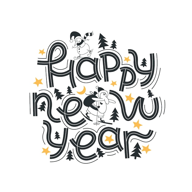 Vector happy new year. lettering.