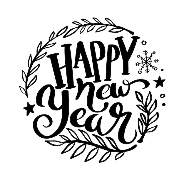 Vector happy new year lettering