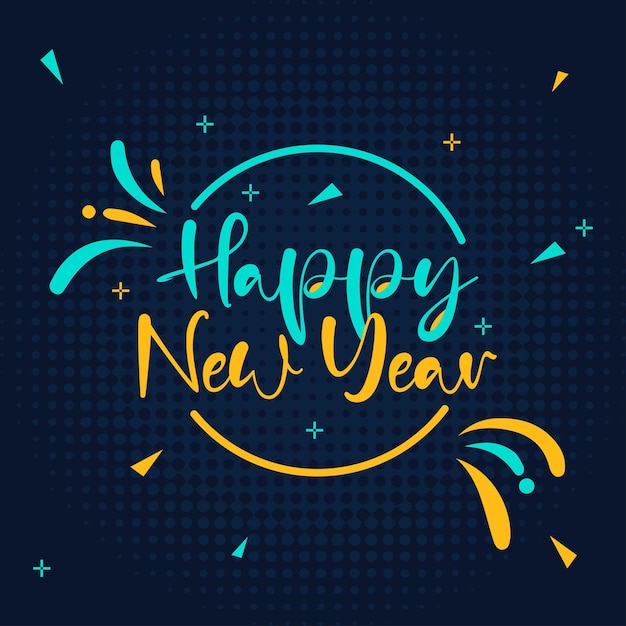 Happy new year letters banner vector art and illustration can use for landing page template