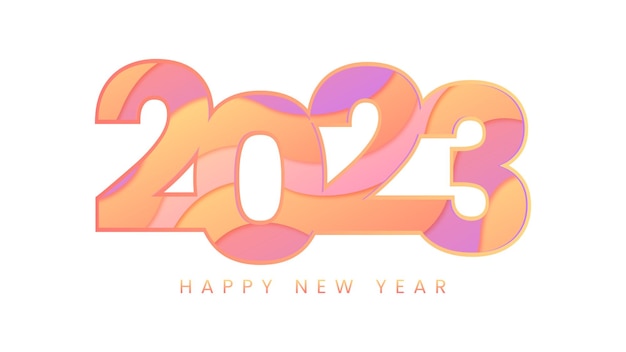 С новым годом логотип 2023 Градиент вырезанный из бумаги