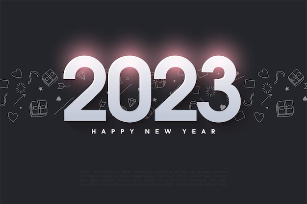 Логотип с новым годом 2023 со световым эффектом на каждом номере.
