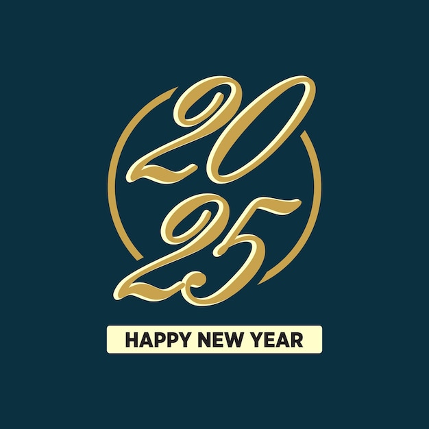 Happy new year logo design simple concept Premium Vector