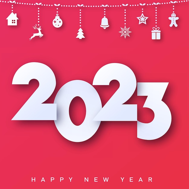 Happy New Year and Merry Christmas card with 3d text Vector