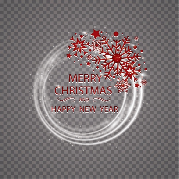 Happy New Year Merry Christmas greeting card golden glitter decoration. greeting card ornament of circle and text calligraphy lettering. Festive vector background Christmas decorative design. EPS 10