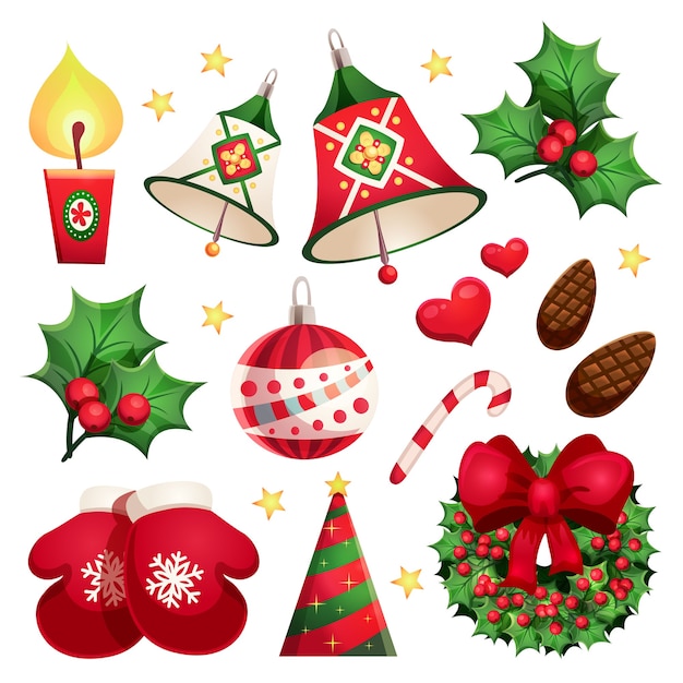 Vector happy new year and merry christmas set