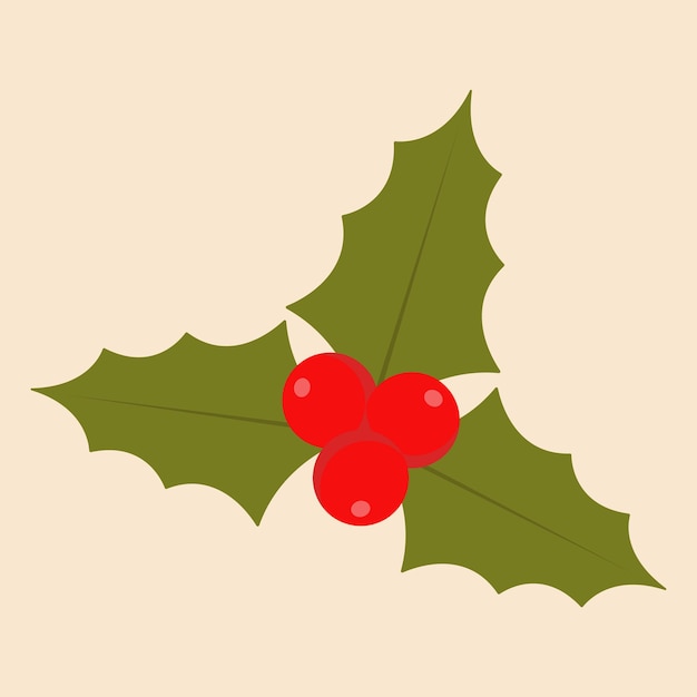 Vector happy new year mistletoe holly berry christmas icon element for design vector illustration