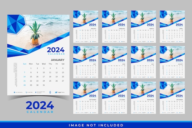 Happy new year modern calendar 2024 corporate calendar design