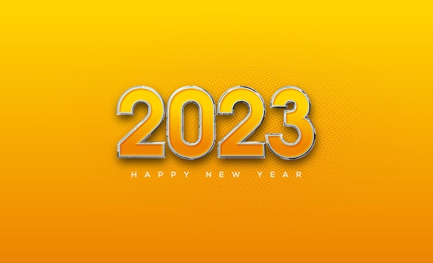 黄色でモダンな新年あけましておめでとうございます