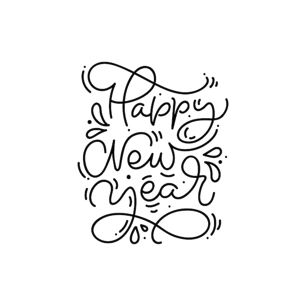 Happy new year monoline lettering