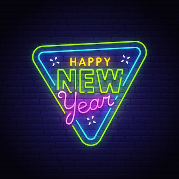 Insegna al neon di felice anno nuovo