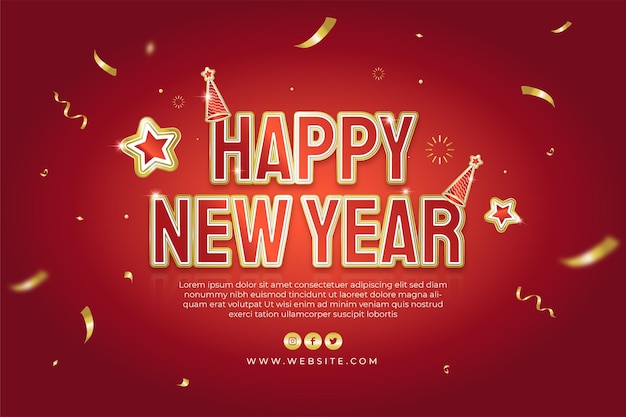 祝你新年快樂 2022 年,在紅色背景上貼上金色文字和紅色紙巾的海報或網頁旗<unk>