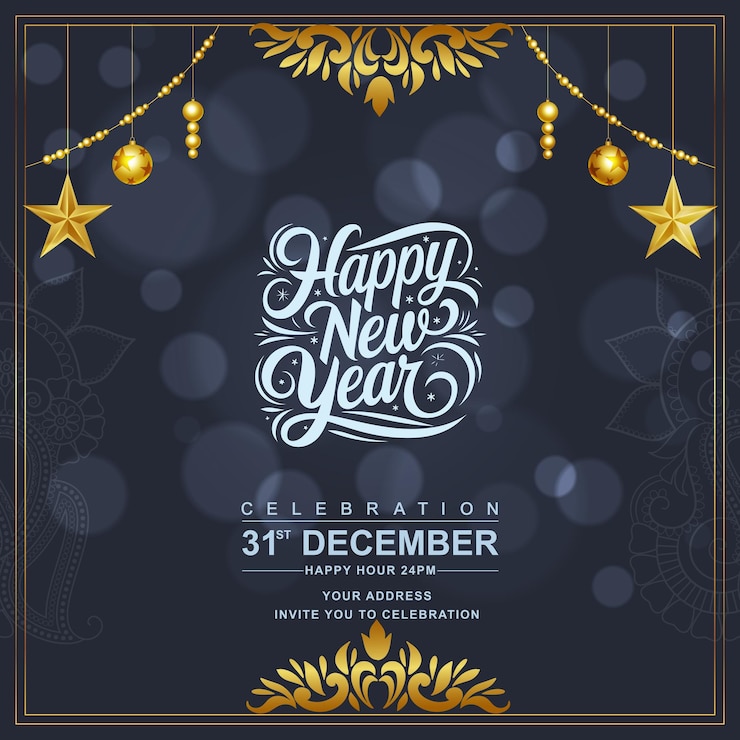 वेक्टर happy new year party celebration poster cover vector template