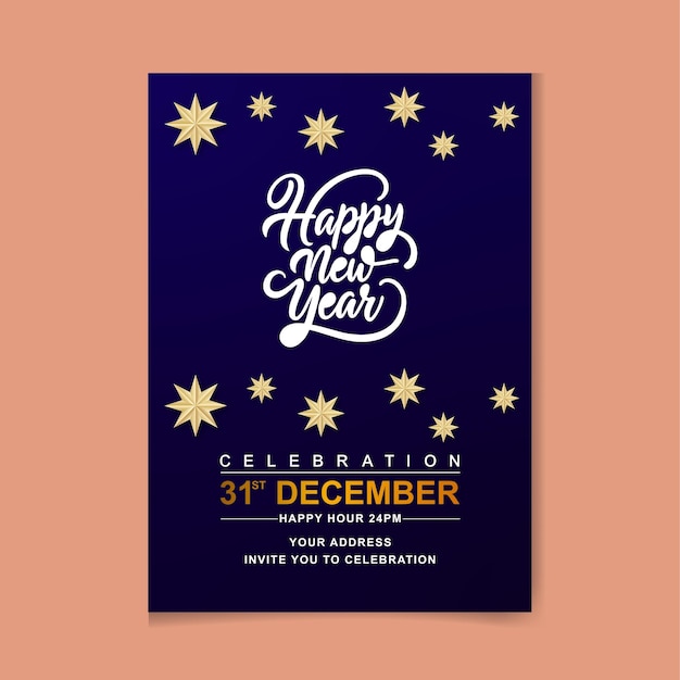 Happy New Year Party Celebration Poster Cover Vector Template