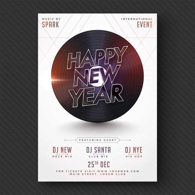 Happy new year party flyer or banner design.