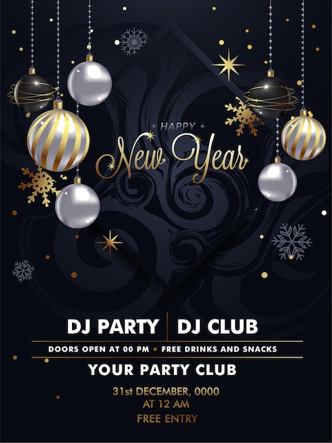 Happy new year party flyer design Premium vector