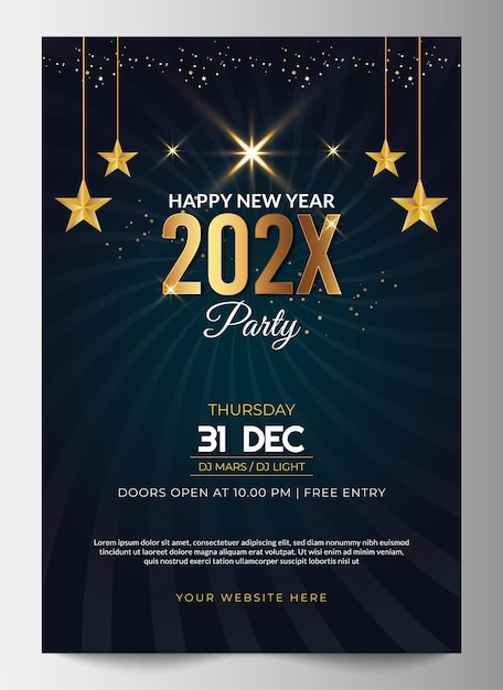 happy new year party poster design template