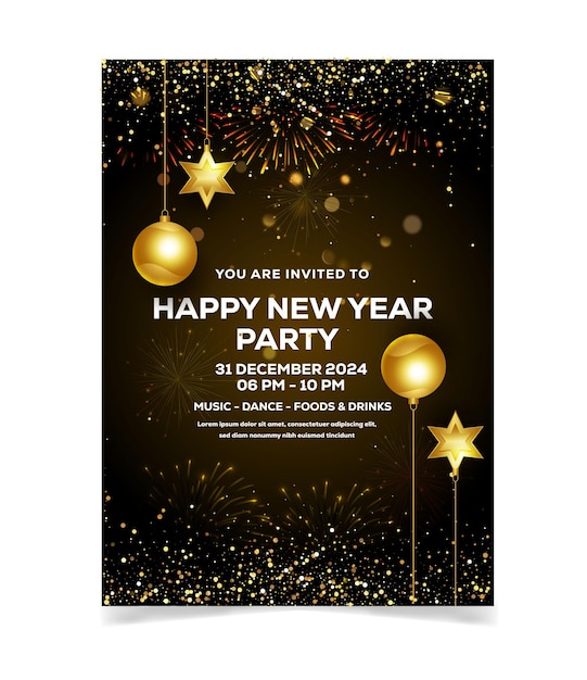 Happy new year party poster template