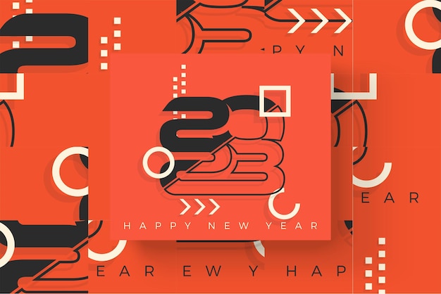 Happy new year poster banner retro in bold red