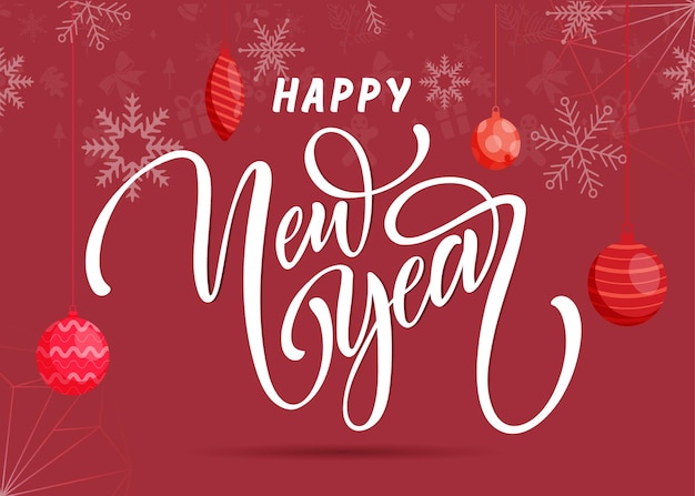 Vector happy new year red banner template