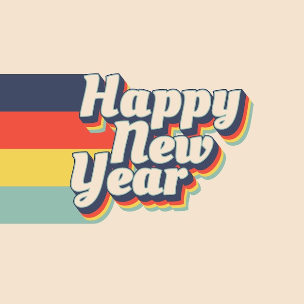 Happy new year retro design template