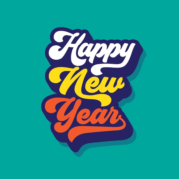 С Новым годом типографская иллюстрация в стиле ретро, чтобы отпраздновать Новый 2024 год во всем мире.