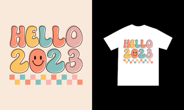 Vector happy new year retro sublimation design or happy new year tshirt design