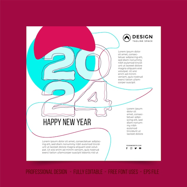 Vettore buon anno ai social media clean template design