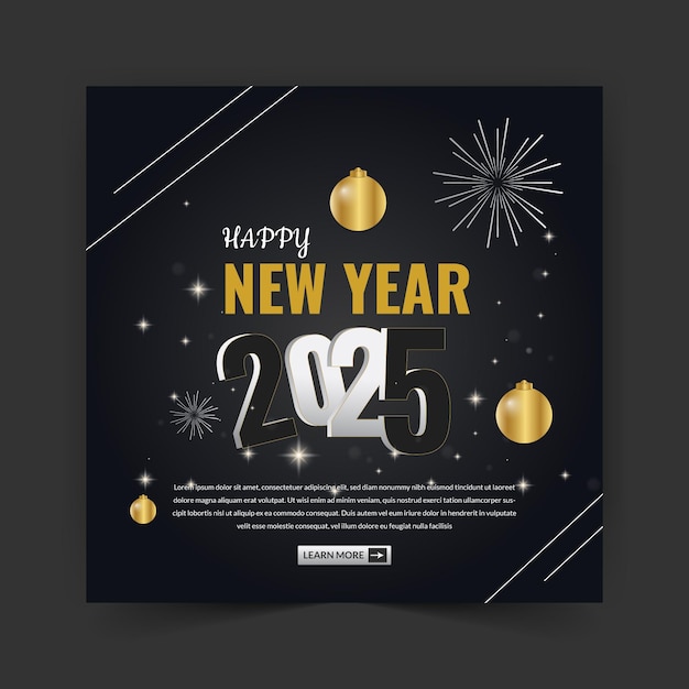 Happy new year social media post or instagram banner template