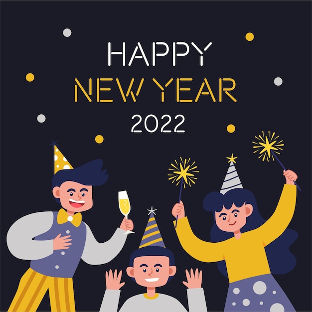 祝你新年快乐 社交媒体帖子