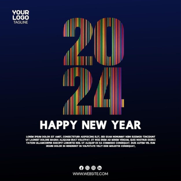 Vector happy new year social media template