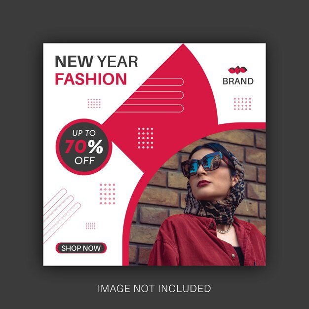 Happy new year super fashion sale social media post template