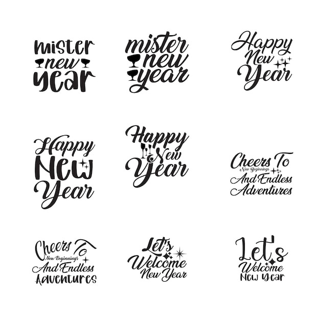 Vector happy new year svg design bundle and t shirt design