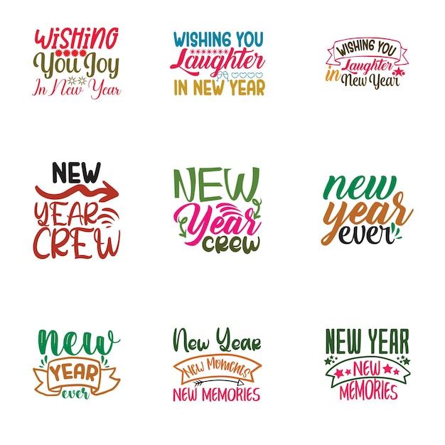 Vector happy new year svg design bundle and t shirt design