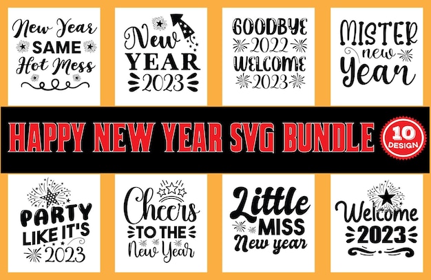 Happy new year svg design bundle