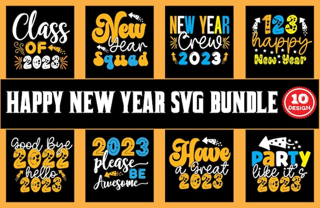 Vector happy new year svg design bundle