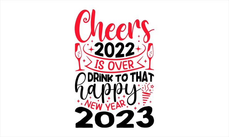 Vector happy new year t shirt design hand drawn vintage illustration with hand lettering and decoration