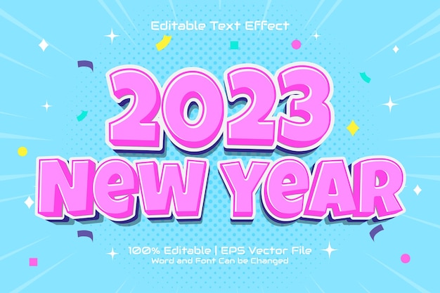 Vector happy new year text effect editable flat cartoon style