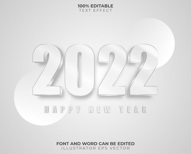 Vector happy new year text effect transparent white shiny full editable