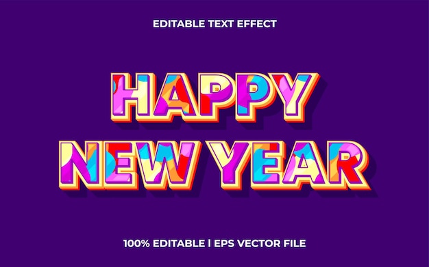 Vector happy new year text effect with trendy theme. colorful text lettering typography font style