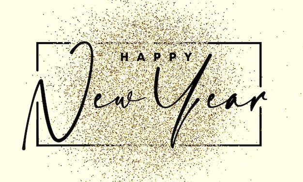 Happy New Year text on the Gliiter gold texture. Design element. For business, marketing and advertising. Vector on isolated background. EPS 10.