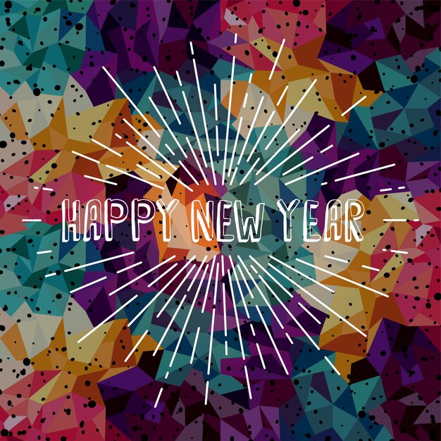 Vector happy new year text show sunrays retro theme vector