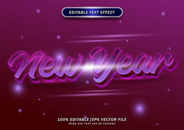 Happy new year text style effect editable font template